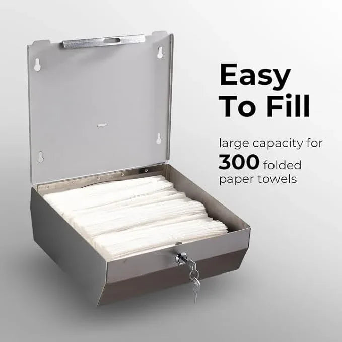 Paper Towel Dispenser Wall Mount - Multifold Trifold Paper Towel Dispensers, Large Capacity Stainless Steel Tissue Holder, Suitable for Bathrooms and Public Places - ModernBath