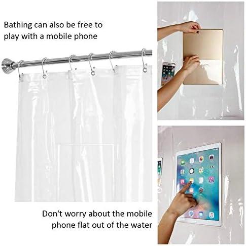 Plutreas Shower Curtain Liner with 9 Pockets, 72in x 72in (Clear) - ModernBath