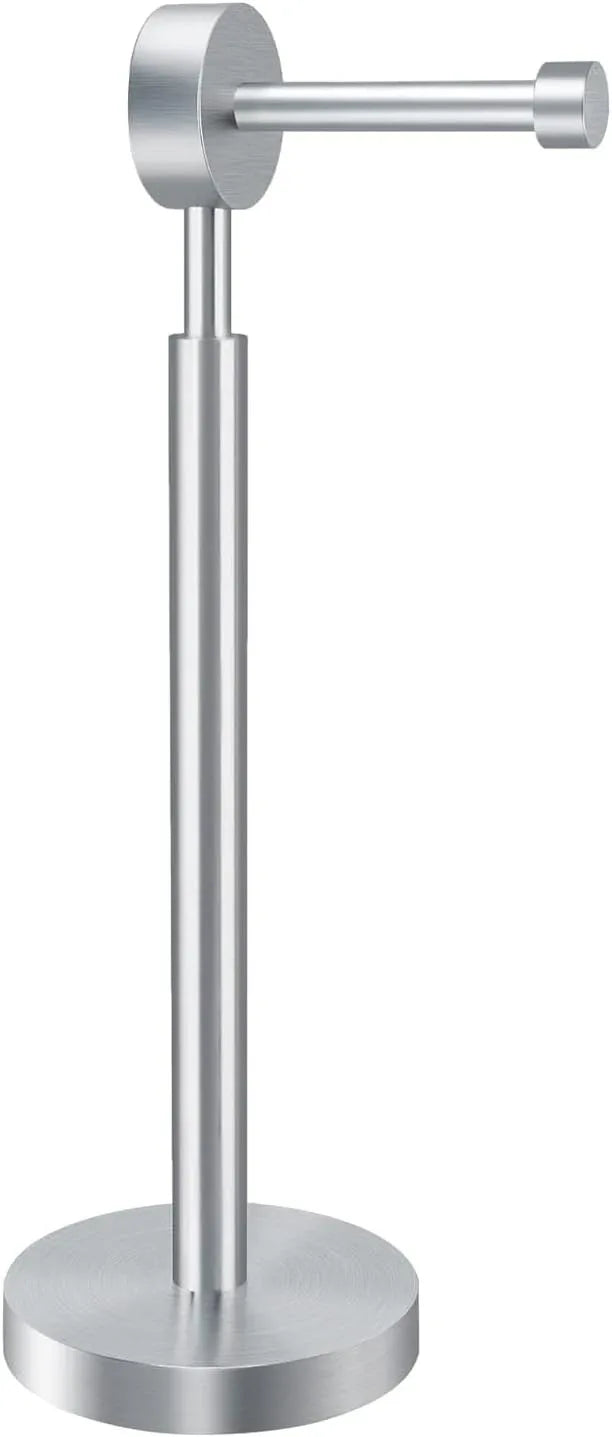 YUMORE Toilet Paper Holder Stand, Modern Style Freestanding Bathroom Tissue Roll Stand with Sturdy Base for Bathroom & Living Room (Brushed Nickel, 1 Roll) - ModernBath