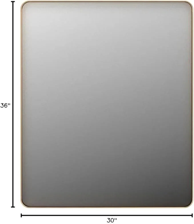 LOAAO 30”X36” Gold Bathroom Mirror, Rounded Rectangle Gold Frame Mirror, Brushed Gold Bathroom Vanity Mirror Wall-Mounted, Anti-Rust, Tempered Glass, Hangs Horizontally or Vertically - ModernBath