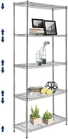 5 Tier Wire Shelving Unit with NSF Certified, Adjustable Wire Shelves with 750 LBS Capacity, Metal Storage Rack for Laundry, Kitchen, Bathroom, Pantry, Closet (13.78" D x 23.62" W x 59.06" H, Chrome) - ModernBath