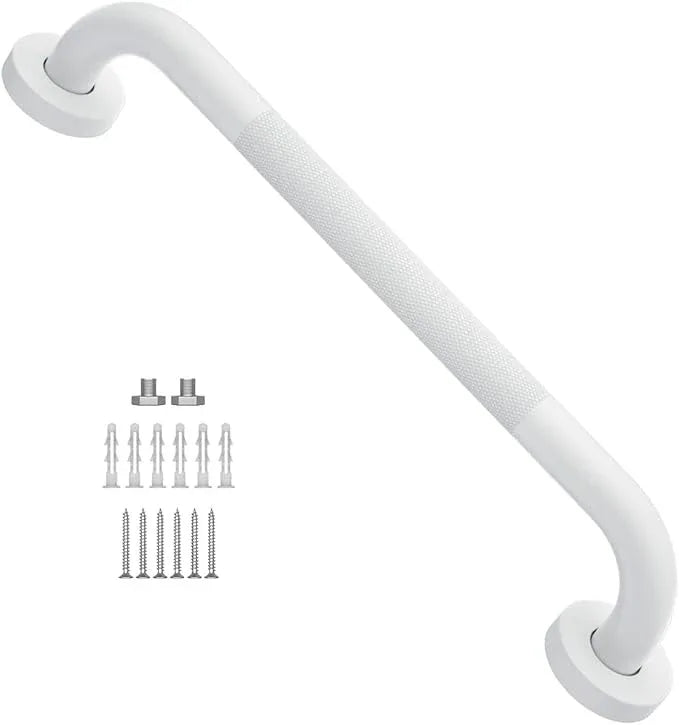 16 Inch Anti Slip Shower Grab Bar Oil Rubbed White, Munzong Bathroom Grab Bar, Knurled Bathroom Balance Bar,Safety Hand Rail Support Handicap Elderly Injury Senior Assist Bath Handle - ModernBath