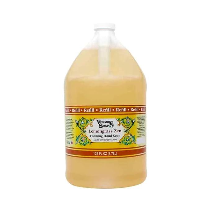 VERMONT SOAP Organics Foaming Hand Soap, Liquid Soap with Pre-diluted Formula - Ready to Use Lemongrass Hand Soap With Convenient and Economical Gallon Refill Size - ModernBath