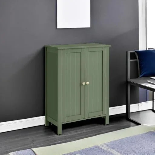 VASAGLE Floor Storage Cabinet, Freestanding Storage Unit with 2 Adjustable Shelves, for Bathroom Living Room Dining Kitchen, 11.8 x 23.6 x 31.5 Inches, Forest Green UBCB060C01 - ModernBath