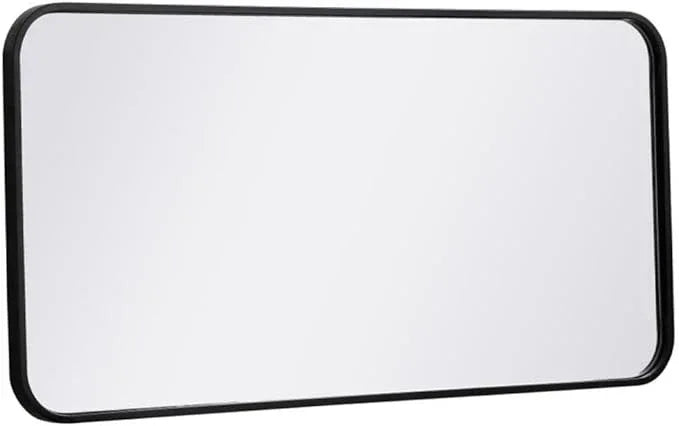 ARS Concepts Aura, Soft Corner Metal Rectangular Mirror 18X36 Inch in, Modern, Black - ModernBath