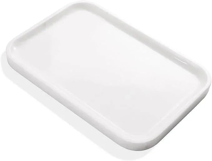Yew & Tulip Natural Marble Vanity Tray, 12"x 8"x 0.7" Glossy White Serving Tray for Bathroom, Kitchen, Vanity, Home Decor, Wedding etc. (Polished White) - ModernBath