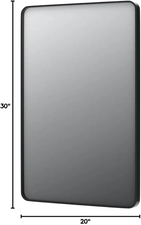 LOAAO 20X30 Inch Black Metal Framed Bathroom Mirror for Wall, Matte Black Bathroom Vanity Mirror Farmhouse, Large Rounded Rectangle Mirror, Anti-Rust, Hangs Horizontally or Vertically - ModernBath