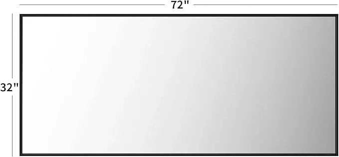 LOAAO 72"X32" Black Rectangle Bathroom Mirror Wall, Matte Black Aluminum Alloy Frame, Tempered Glass, Hangs Vertically or Horizontally, Easy to Install - ModernBath