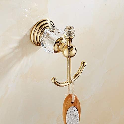 Crystal Gold Towel Hook, Gold Bathroom Robe Hook, Coat Rack Hanger Heavy Sturdy Double Towel Hooks Bath Farmhouse Clothes Hook Wall Mounted Modern for Bathroom Kitchen Washroom - ModernBath