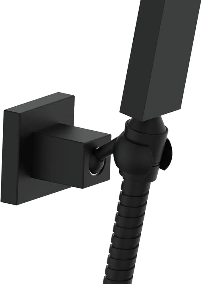 KANARY All Metal Square Handheld Shower Bracket Hand Held Shower Holder (Matte Black) - ModernBath
