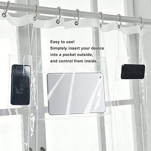 Plutreas Shower Curtain Liner with 9 Pockets, 72in x 72in (Clear) - ModernBath