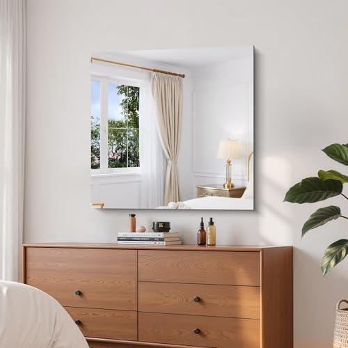 KOCUUY Frameless Mirror, 30"x30" Square Rectangle Bathroom Mirror for Over Sink, Upgraded Shatterproof Unframed Design for Bedroom, Living Room, Entryway - ModernBath