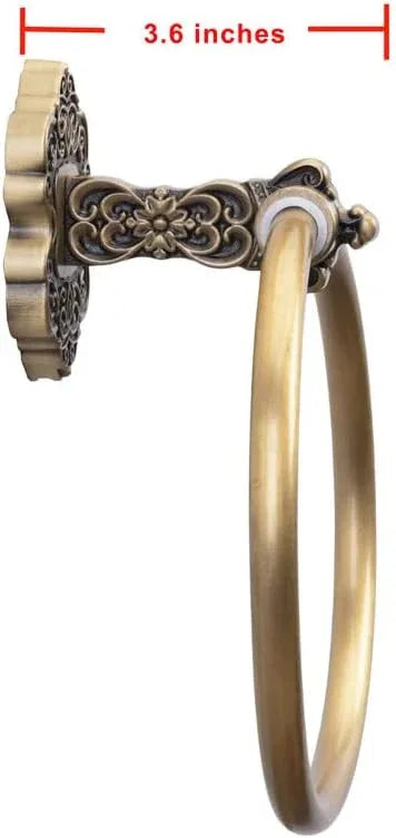 SDH Bathroom Towel Ring - Vintage Style Antique Brass Towel Hanger - Wall Mount Kitchen & Bathroom Hand Towel Holder - Pack of 1 Heavy Duty Decorative Aluminum Hanging Ring for Bathroom Towel Storage - ModernBath