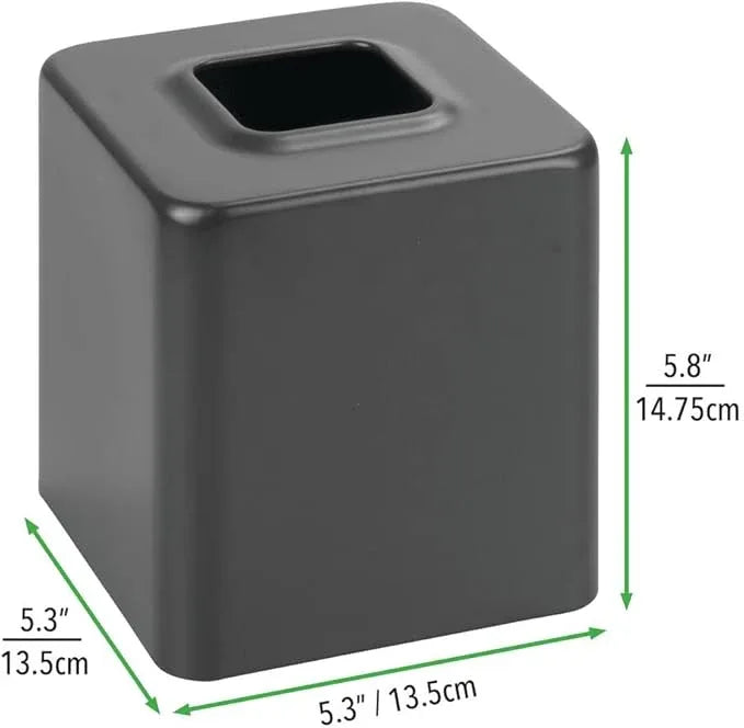 mDesign Metal Square Tissue Box Cover, Modern Facial Paper Holder - Accessories for Bathroom Vanity Countertop, Bedroom Dresser, Night Stand, Desk, Office, End Table - Unity Collection - Graphite Gray - ModernBath