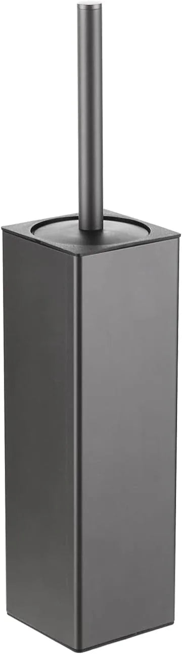 BGL Standing Toilet Brush and Holder GunGrey Aluminium Toilet Bowl Cleaner Brush and Holder for Bathroom Storage and Organization, Square Design Sturdy and Space Saving - ModernBath