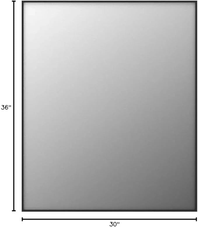 Bonverre 30x36 Inch Black Bathroom Mirror for Wall, Aluminum Frame Rectangle Rectangular Vanity Mirror, Modern Large for Bedroom, Living Room, Horizontal or Vertical - ModernBath