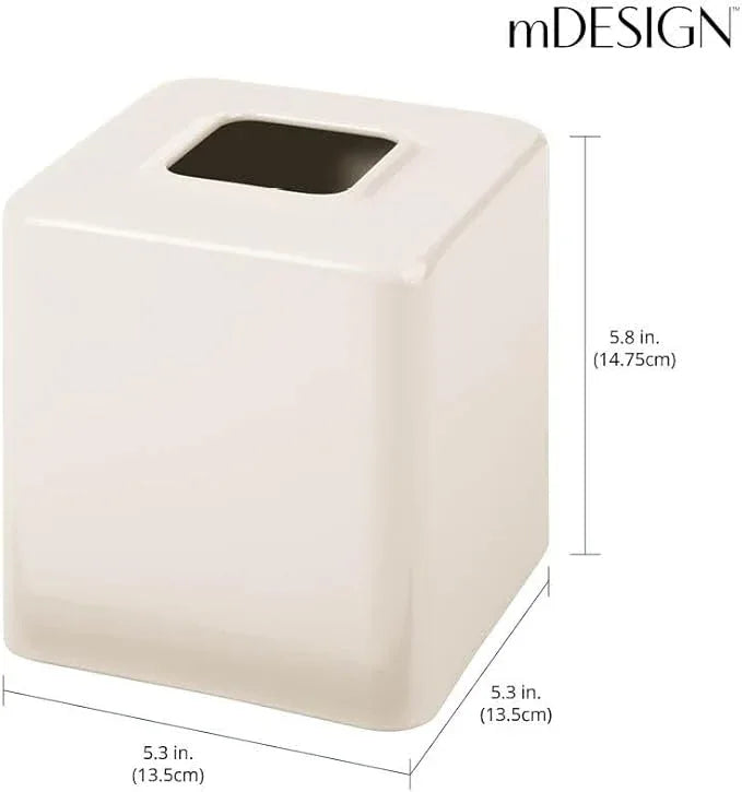 mDesign Metal Square Tissue Box Cover, Modern Facial Paper Holder - Accessories for Bathroom Vanity Countertop, Bedroom Dresser, Night Stand, Desk, Office, End Table - Unity Collection - Cream/Beige - ModernBath