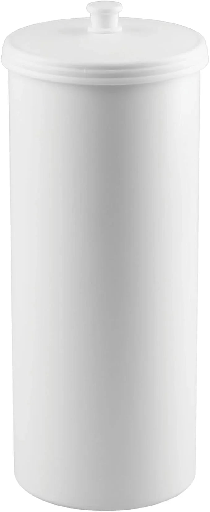 iDesign Freestanding Bathroom Toilet Paper Storage Holder with Lid for 3 Extra Rolls, White - ModernBath