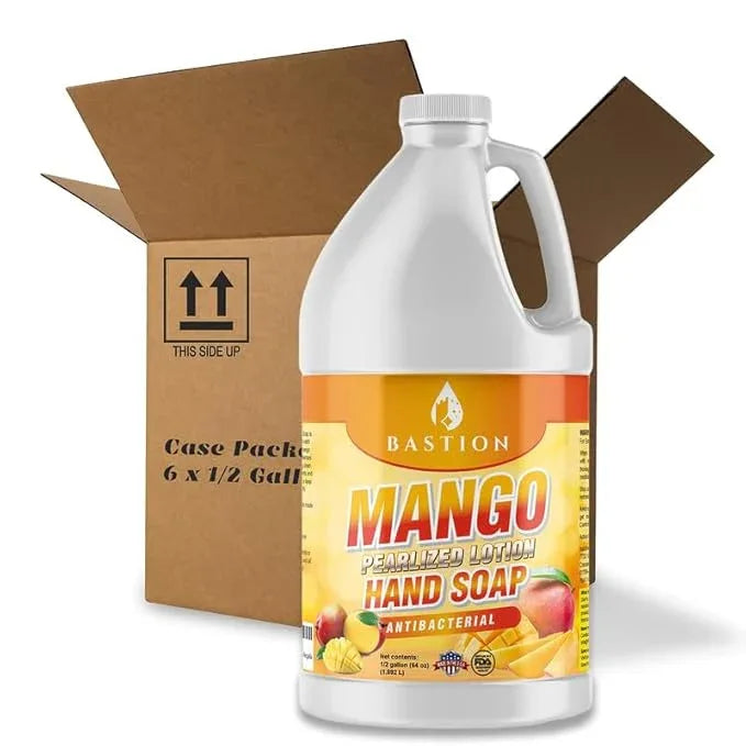 Antibacterial Hand Soap- Mango Scented Moisturizing Pearlized Liquid Hand Wash - Six 1/2 Gallon (64 oz.) Bulk Refill Jugs [Case of Six (384 oz)]. Mango Scented. Non-Toxic. Made In The USA - ModernBath