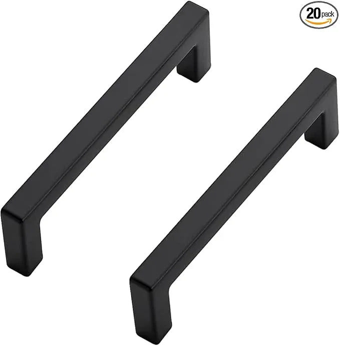 Ravinte 20 Pack Solid 3-1/2 Inch Center to Center Slim Square Bar Drawer Handles - Cabinet Hardware in Matte Black - Kitchen Handles and Pulls - ModernBath