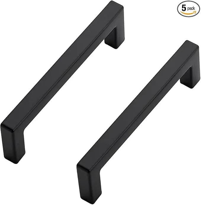 Ravinte 5 Pack Solid 3-1/2 Inch Center to Center Slim Square Bar Drawer Handles Kitchen Cabinet Handles Black Drawer Pulls Kitchen Cabinet Hardware Matte Black - ModernBath