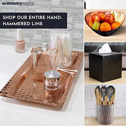 Monarch Abode Decorative Tray – 16-Inch Hand Hammered Nickel Finish Metal Bathroom Tray Countertop, Vanity Trays Organizer, Perfume Plate for Dresser, Kitchen Countertop Large Fruit Platter - ModernBath