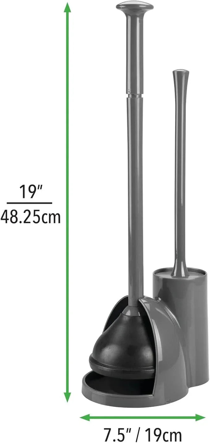 mDesign Hidden Plunger and Brush Set for Toilet Bowl - Combo with Holder Caddy - Modern Toilet Brush and Plunger Set - Aura Collection - Charcoal Gray - ModernBath