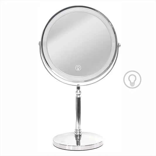 Creocasy Makeup Mirror with Lights ，8 Inch 1X/10X Rechargeable Double Sided Magnifying, 360° Rotation LED HD Mirror with 3 Colors，Brightness Adjustable, Gifts for Wowen & Men - ModernBath