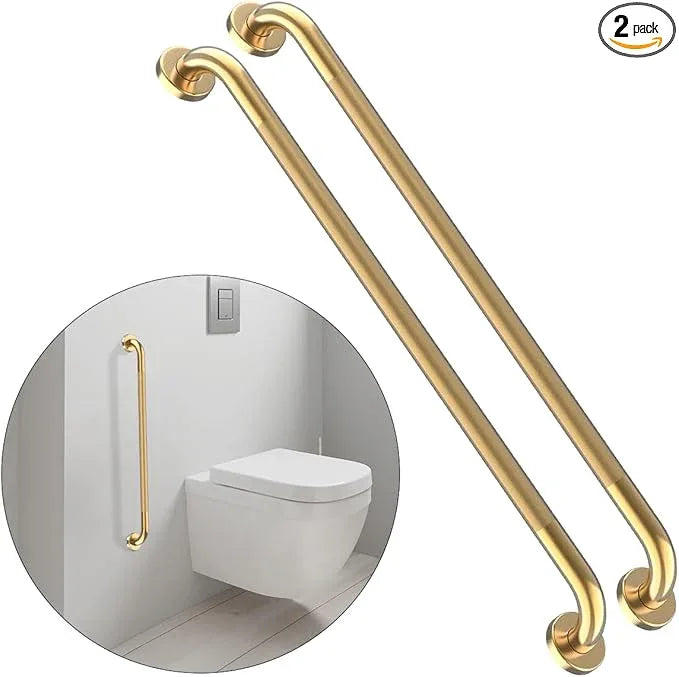 36 Inch Anti Slip Shower Grab Bar Gold, Munzong 2 Pack Bathroom Grab Bar, Knurled Bathroom Balance Bar,Safety Hand Rail Support Handicap Elderly Injury Senior Assist Bath Handle - ModernBath