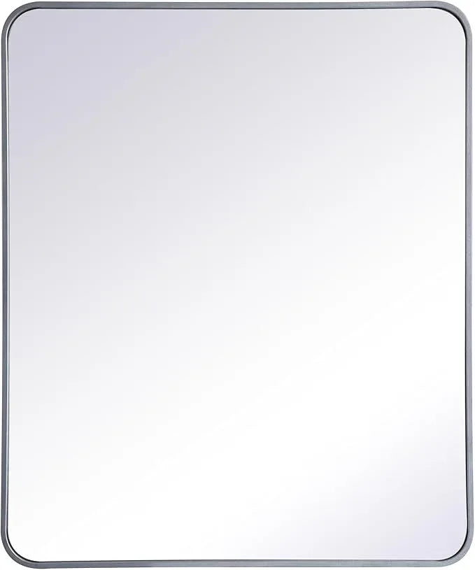 ARS Concepts Aura, Soft Corner Metal Rectangular Mirror 30X36 Inch in, Modern, Silver - ModernBath