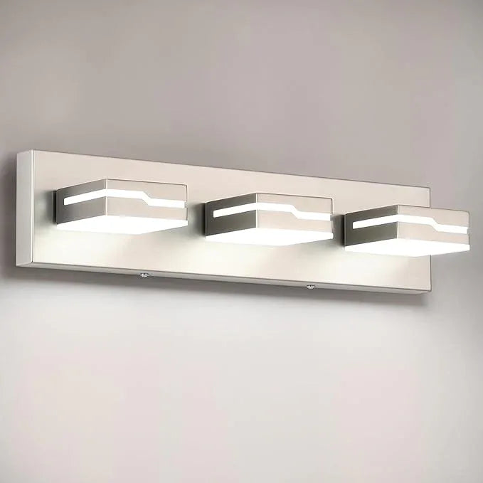 Merexcint LED Modern Bathroom Vanity Light Fixtures 3-Light, 19 inch Dimmable Nickel Vanity Lights for Bathroom Lighting Fixtures Over Mirror, with 350°Rotatable Acrylic Heads(White Light 5500K) - ModernBath