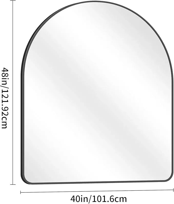 GLASHOM Arched Bathroom Mirror, 40"x48" Black Arched Mirror for Bathroom, Wall Mounted Mirror, Black Vanity Wall Mirror w/Metal Frame for Bedroom, Entryway, Living Room, Vertically Hanging - ModernBath