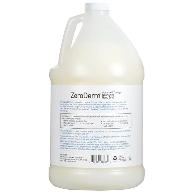 Ginger Lily Farms Botanicals ZeroDerm Advanced Therapy Nourishing Liquid Hand Soap Refill, 100% Vegan & Cruelty Free, Fragrance Free, 1 Gallon (Pack of 4) - ModernBath