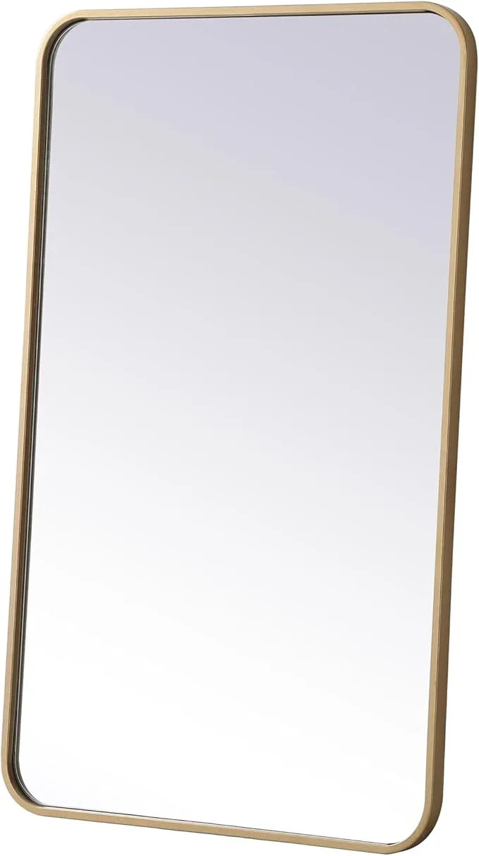 ARS Concepts Aura, Soft Corner Metal Rectangular Mirror 22X36 Inch in, Modern, Brass - ModernBath