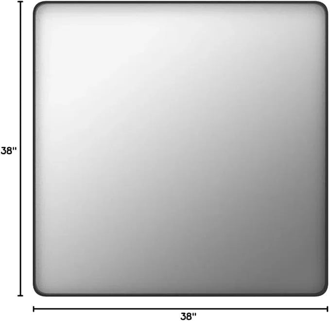 JISOSO Black Bathroom Mirror 38X38 Inch, Black Metal Framed Mirror for Wall, Rounded Rectangle Matte Bathroom Vanity Mirror with Tempered Glass, Anti-Rust, Horizontal/Vertical - ModernBath