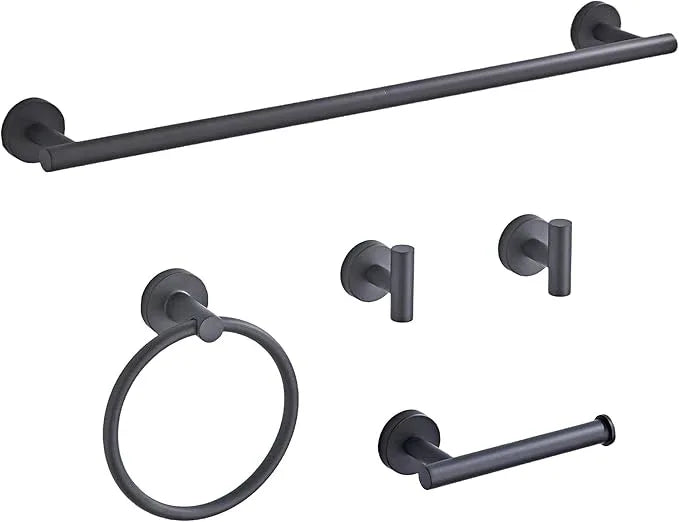 Matte Black Bathroom Hardware Set 5 Piece with Towel Racks for Bathroom, SUS304 Stainless Steel Bath Towel Bar Set, 24 Inch Wall Mounted Accessories Kit… - ModernBath