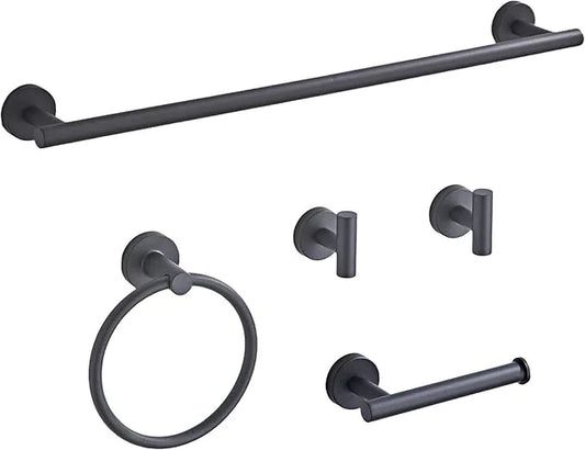 Matte Black Bathroom Hardware Set 5 Piece with Towel Racks for Bathroom, SUS304 Stainless Steel Bath Towel Bar Set, 24 Inch Wall Mounted Accessories Kit… - ModernBath