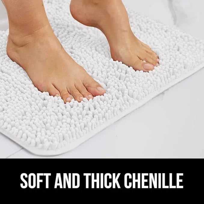 GORILLA GRIP Bathroom Rug Sets, Soft Chenille 2 Piece Area Rugs Set, Toilet Base Mat and 30x20 Carpet, Absorbent Microfiber Washable Mats Dry Quickly, Home Décor and Bath Room Accessories, White - ModernBath