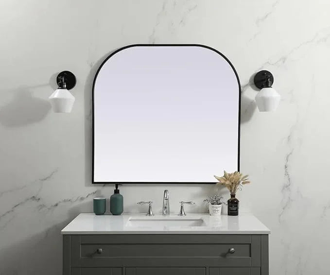 Illuminate, Metal Frame Arch Mirror 36X34 Inch in, Modern, Black - ModernBath