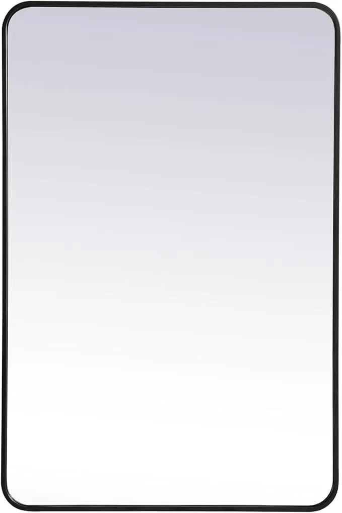 ARS Concepts Aura, Soft Corner Metal Rectangular Mirror 28X42 Inch in, Modern, Black - ModernBath
