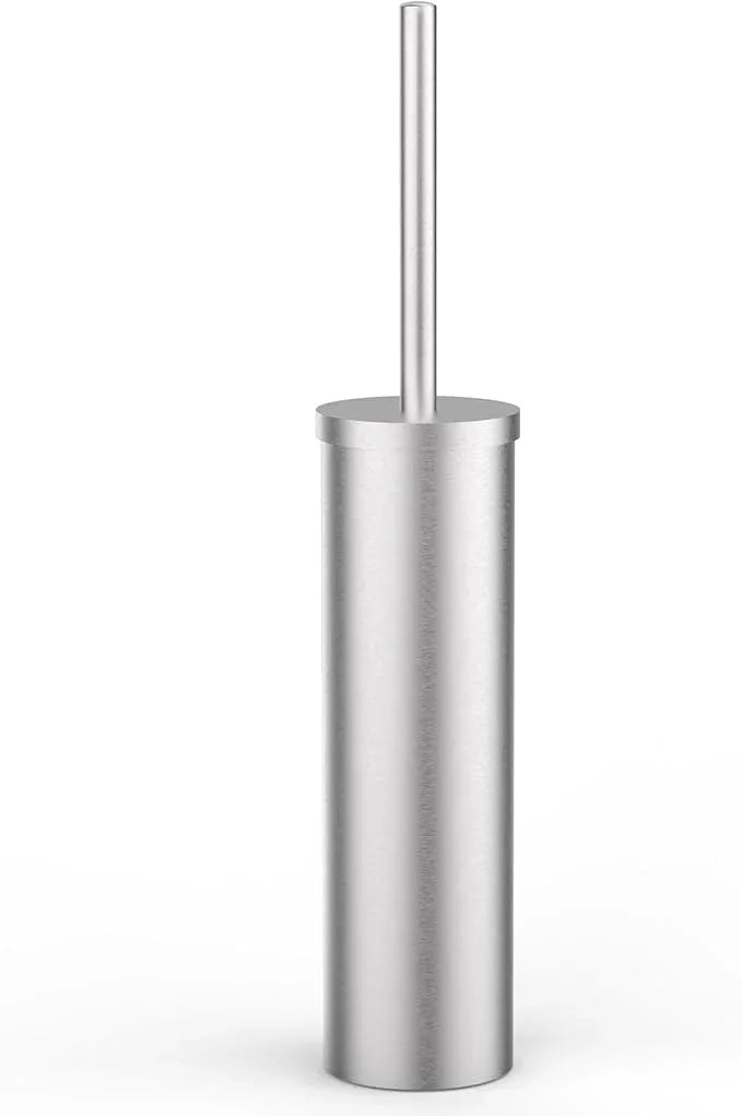 Stainless Steel Toilet Brush and Holder Set Brushed Silver Heavy Duty Toilet Bowl Brush with Long Handle for Bathroom and Farmhouse - ModernBath