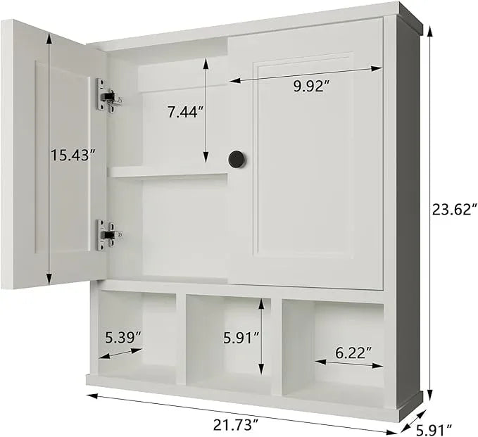 WPC Bathroom Cabinet Wall Mounted,with Adjustable Shelf,Wall Cabinet Shelf for Bathroom and Laundry, White - ModernBath