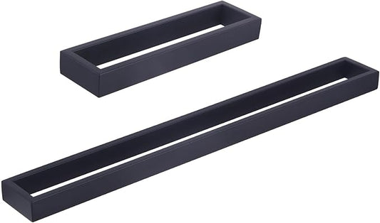 GERZWY Bathroom Hardware Set 2 Piece Black Towel Ring and Towel Bar SUS 304 Stainless Steel Wall Mounted Matte Black HG17701-2BK