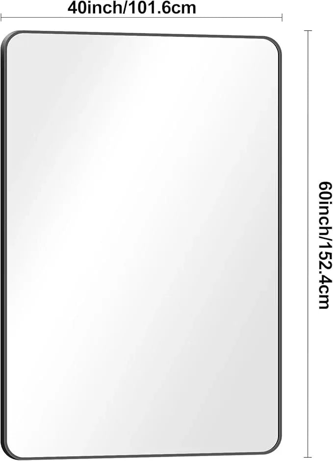 BONEWEI Black Bathroom Mirror,60x40 inch Wall Mirror for Bathroom Wall Mounted,Rectangle Mirror for Bathroom Over Sink,Modern Frame Round Corner for Living Room,Bedroom Entryway,Horizontal/Vertical - ModernBath