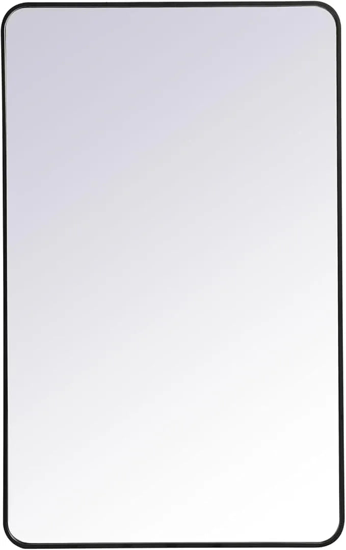 ARS Concepts Aura, Soft Corner Metal Rectangular Mirror 30X48 Inch in, Modern, Black - ModernBath