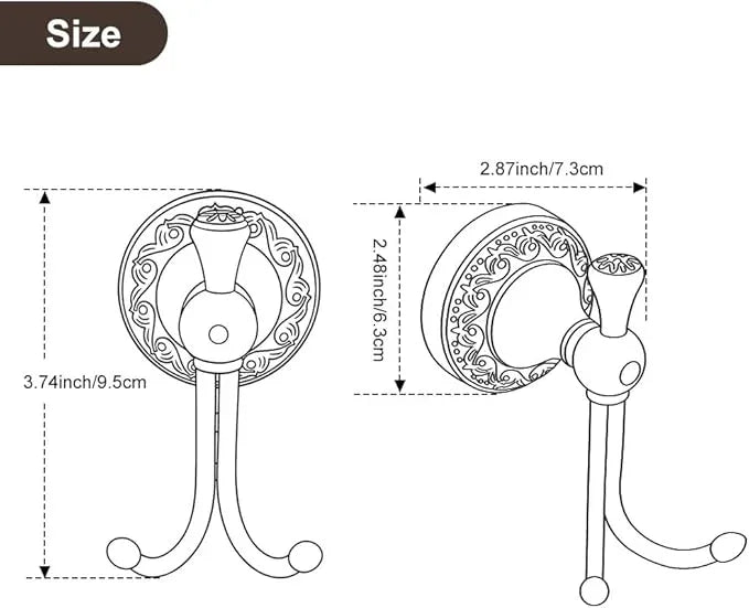 Brass Towel Hook, Antique Brass Bathroom Robe Hooks, Double Rustic Towel Hooks Bath Farmhouse Coat Clothes Hook Wall Mounted for Bathroom Kitchen Washroom Bedroom - ModernBath