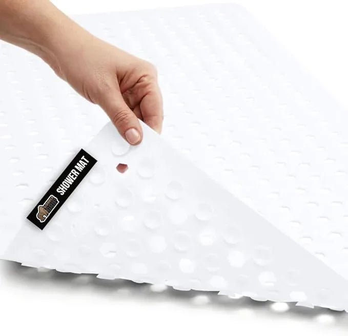 GORILLA GRIP Patented Bath Tub Shower Mat, Machine Washable Bathtub Floor Liner Mats, Suction Cups and Drain Holes to Keep Tubs Clean, Soft on Feet, Bathroom Essentials, 35x16 Inch, White - ModernBath