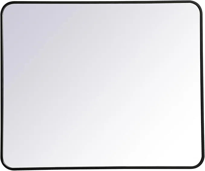 ARS Concepts Aura, Soft Corner Metal Rectangular Mirror 30X36 Inch in, Modern, Black - ModernBath