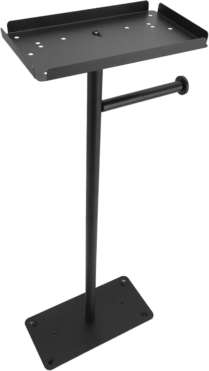 Stainless Steel Black Standing Toilet Paper Holder Stand - Bathroom Tissue Roll Holder with Potted Plants Stand Design - ModernBath