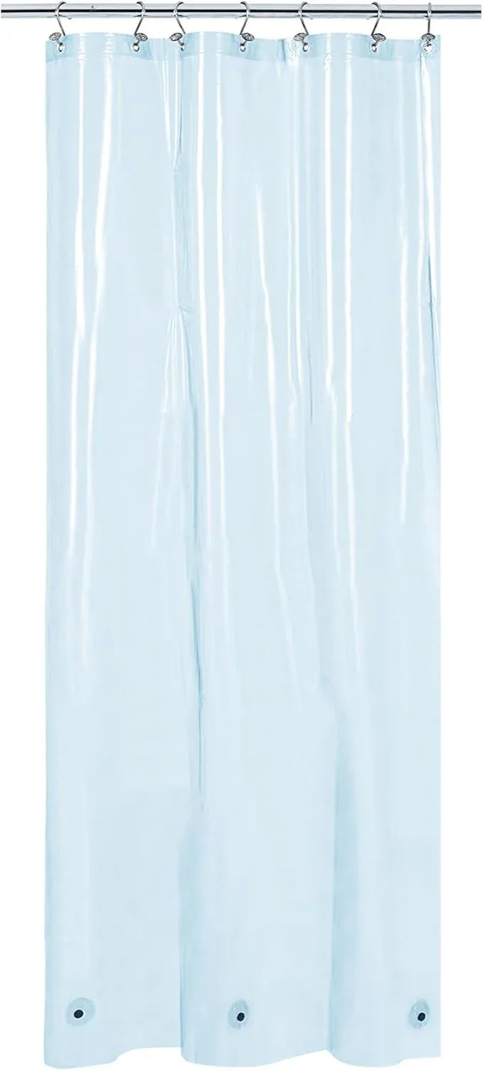 Barossa Design Clear Blue Stall Shower Curtain Liner with 3 Magnets - 36" x 72" Waterproof PEVA Plastic Narrow Shower Liner Lightweight for Small Bathroom, Metal Grommets - Clear Blue - ModernBath